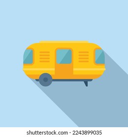 Van camper icon flat vector. Auto trailer. Camping travel