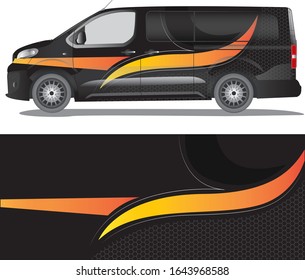 Van car decal vector designs abstract camouflage with steel texture livery for vehicle vinyl design