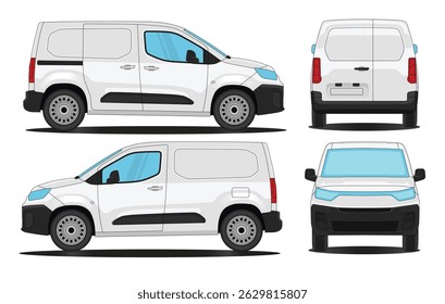 Van Car Doblo - Van doblo Mockup vetor de carro para branding no fundo branco. Vista Lateral, Vista Frontal, Vista Traseira