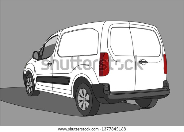 Van.\
Car for freight. Back view. View of three quarters. Modern flat\
vector illustration isolated on white\
background.