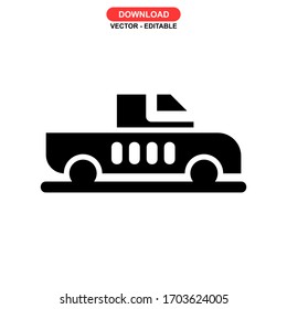 Icono de van camión o logotipo símbolo de signo aislado ilustración vectorial - iconos vectoriales de estilo negro de alta calidad
