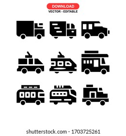 Icono de van camión o logotipo símbolo de signo aislado ilustración vectorial - Colección de iconos vectoriales de estilo negro de alta calidad
