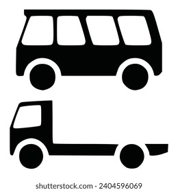van car icon set of two car symbol