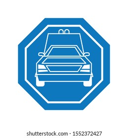 van car inside road sign icon design, Automobile auto transportation vehicle drive travel traffic theme Vector illustration