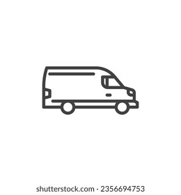 Van car line icon. linear style sign for mobile concept and web design. Van car side view outline vector icon. Symbol, logo illustration. Vector graphics