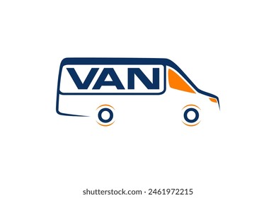 Diseño del logotipo del coche de Van para la compañía de servicio de entrega de mercancías expresas.