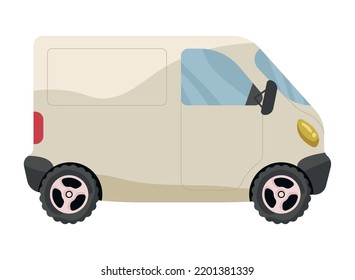 icono aislado de la burla de un coche de van