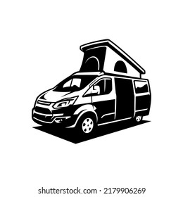 van car with pop up tent illustration vector svg