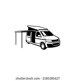 van car with pop up tent illustration vector	 svg