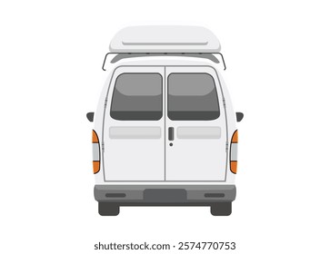 Van car. Rear view. Simple flat illustration.