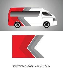 Vector de diseño de etiqueta engomada de envoltura lateral del coche Van