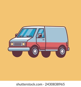 Van car side view. Vector illustration in minimalist design