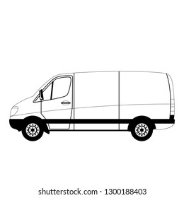  van car, vector illustration , lining draw, profile view