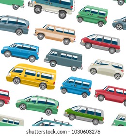 Van car vector minivan delivery cargo auto vehicle family minibus truck and automobile banner isolated van citycar seamless pattern background