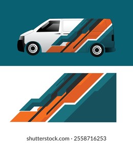 van car wrap design vector.car modification decal delivery company