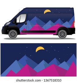Van car wrap with a dreamer illustration design. file is editable and ready to print
