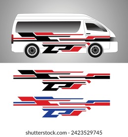 vectores de diseño de pegatinas de envoltura de coche de van.