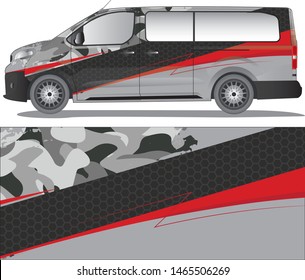 Van car wrap vector designs.  abstract camouflage red line livery for vehicle vinyl branding - vector