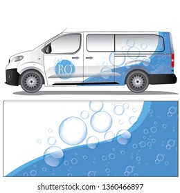 Van car wrap vector stock with a bubbles graphic design. file is editable and ready to print.