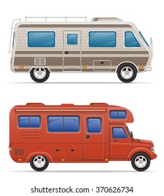 van caravan camper mobile home vector illustration isolated on white background