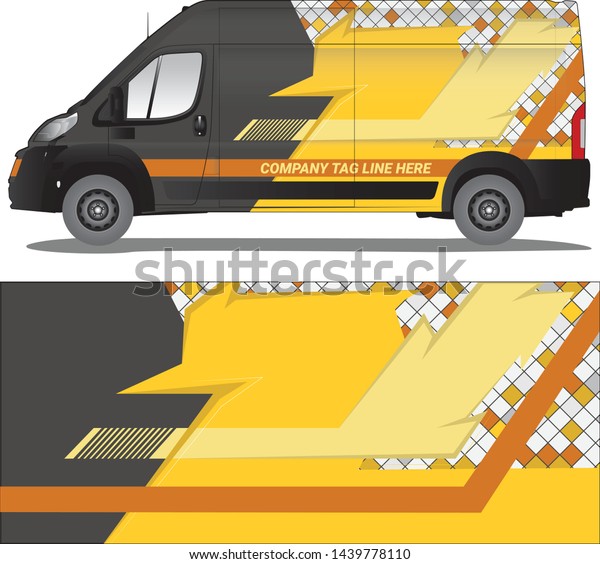 Van cargo car decal\
vector designs. Orange abstract lineart livery for vehicle vinyl\
branding - vector