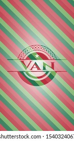 Van christmas emblem background. Vector Illustration. Detailed.