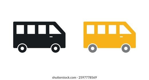 Van colored icon set. Stock Vector