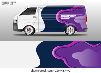 Van decal cargo and car wrap vector, truck, bus, racing, service car, auto designs . Graphic abstract background livery .