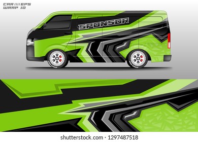 Van decal cargo and car wrap vector, truck, bus, racing, service car, auto designs . Graphic abstract background livery .