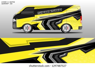 Van decal cargo and car wrap vector, truck, bus, racing, service car, auto designs . Graphic abstract background livery .