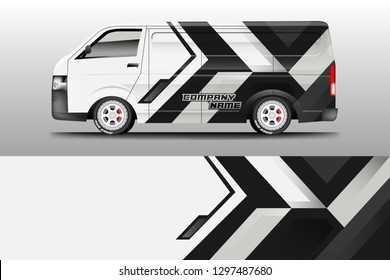 Van decal cargo and car wrap vector, truck, bus, racing, service car, auto designs . Graphic abstract background livery .