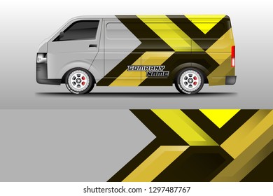 Van decal cargo and car wrap vector, truck, bus, racing, service car, auto designs . Graphic abstract background livery .