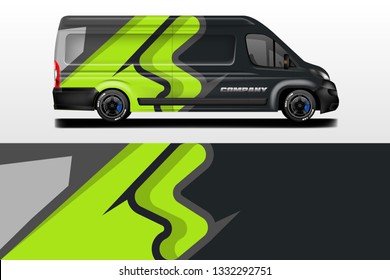 Van decal cargo and car wrap vector . Graphic abstract background livery 