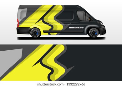 Van decal cargo and car wrap vector . Graphic abstract background livery 