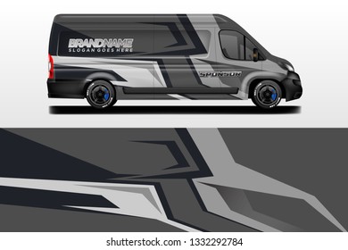 Van decal cargo and car wrap vector . Graphic abstract background livery 