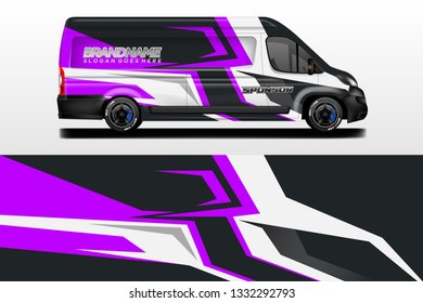 Van decal cargo and car wrap vector . Graphic abstract background livery 