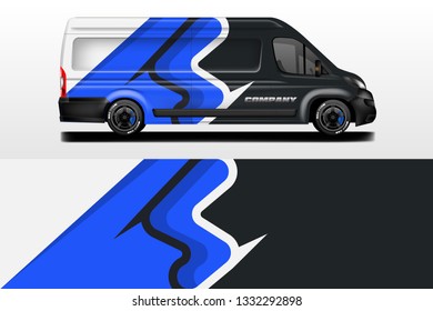 Van decal cargo and car wrap vector . Graphic abstract background livery 