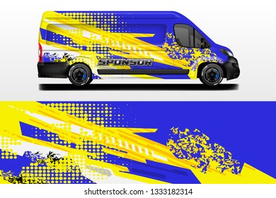 Van decal cargo and car wrap vector . Graphic abstract background livery