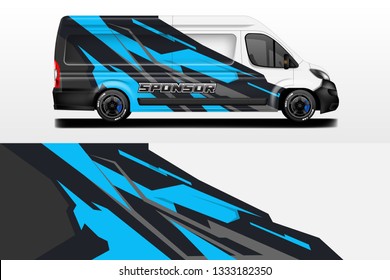 Van decal cargo and car wrap vector . Graphic abstract background livery
