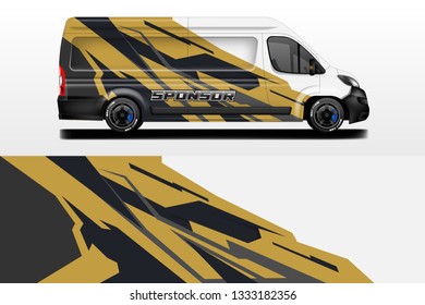 Van decal cargo and car wrap vector . Graphic abstract background livery