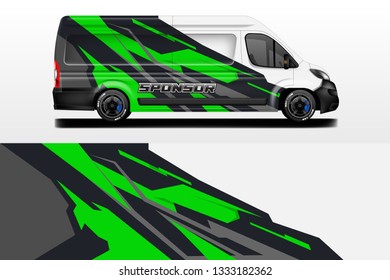 Van decal cargo and car wrap vector . Graphic abstract background livery