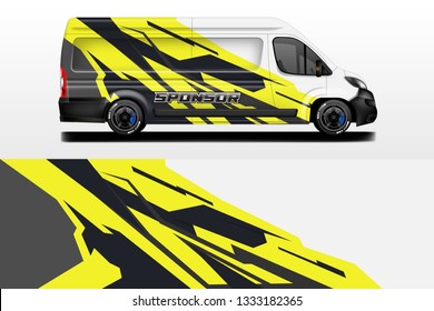 Van decal cargo and car wrap vector . Graphic abstract background livery