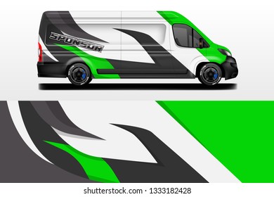 Van decal cargo and car wrap vector . Graphic abstract background livery