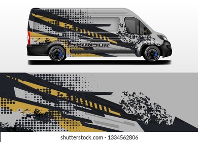 Van decal cargo and car wrap vector . Graphic abstract background livery