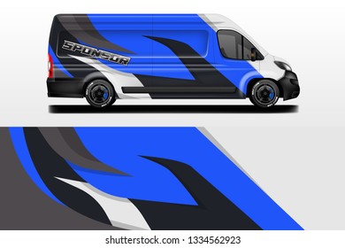 Van decal cargo and car wrap vector . Graphic abstract background livery