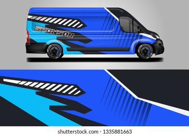 Van decal cargo and car wrap vector . Graphic abstract background livery 