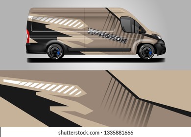 Van decal cargo and car wrap vector . Graphic abstract background livery 