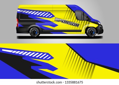 Van decal cargo and car wrap vector . Graphic abstract background livery 