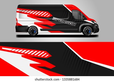 Van decal cargo and car wrap vector . Graphic abstract background livery 