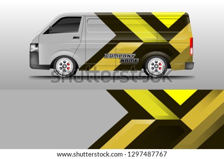 Van decal cargo and car wrap vector, truck, bus, racing, service car, auto designs . Graphic abstract background livery .